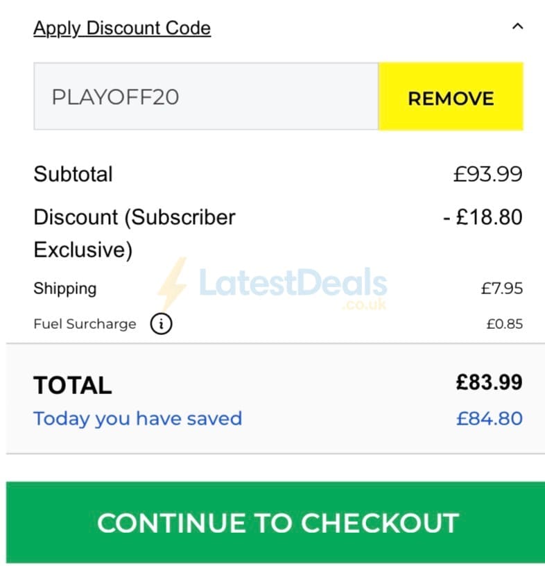 Screenshot of the Net World Sports discount code working
