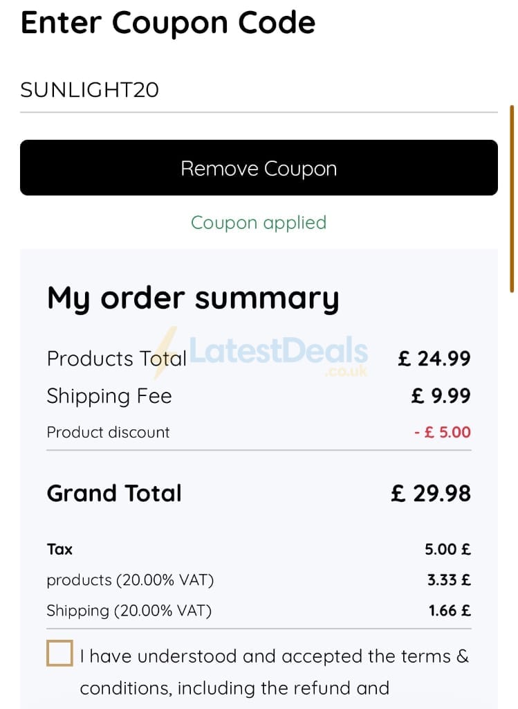 Screenshot of the myphotobook discount code working