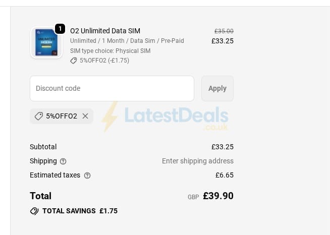 Screenshot of the Scancom discount code working
