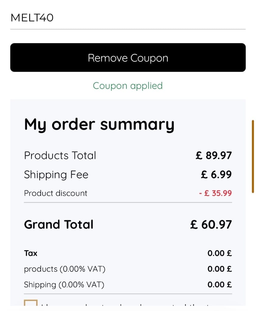 Screenshot of the myphotobook discount code working