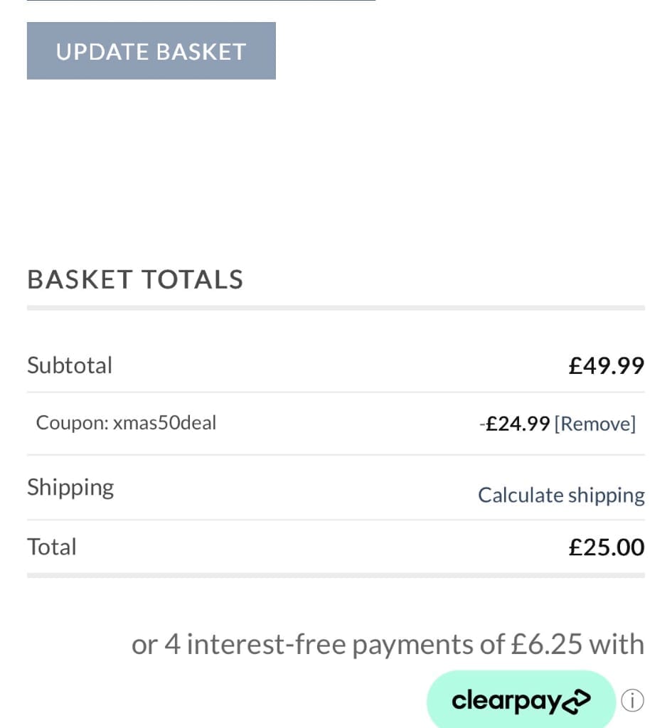 Screenshot of the Photobubble discount code working