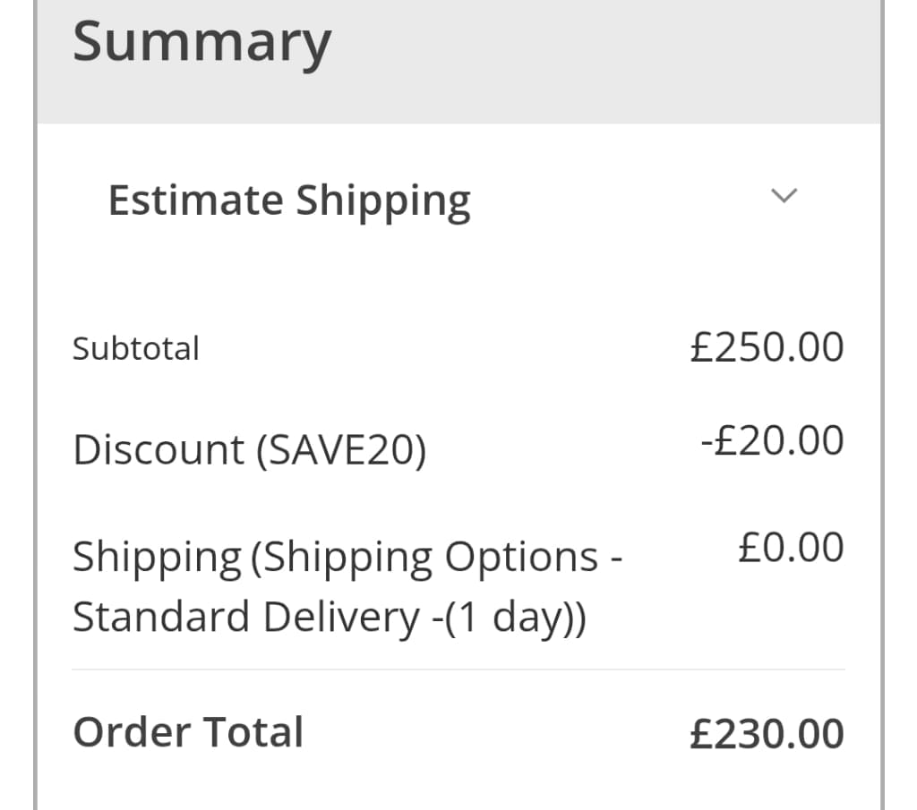 Screenshot of the Lighting Direct discount code working