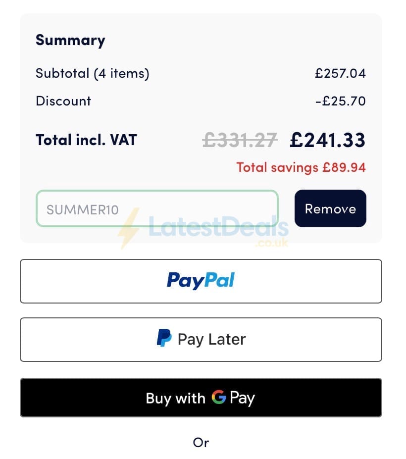 Screenshot of the Make My Blinds discount code working