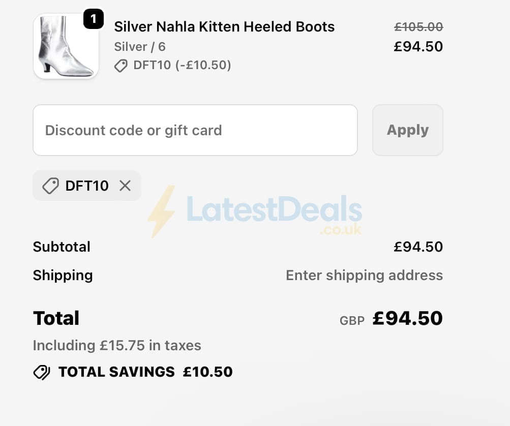 Screenshot of the Hush Puppies discount code working