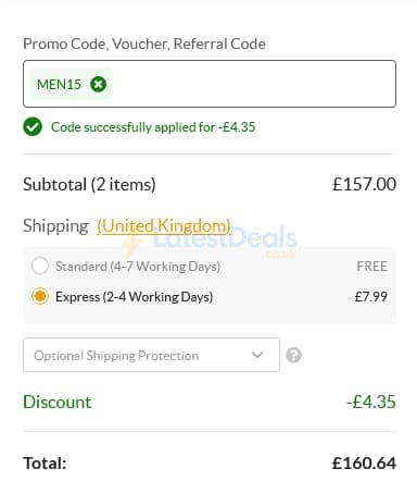 Screenshot of the SmartBuyGlasses discount code working