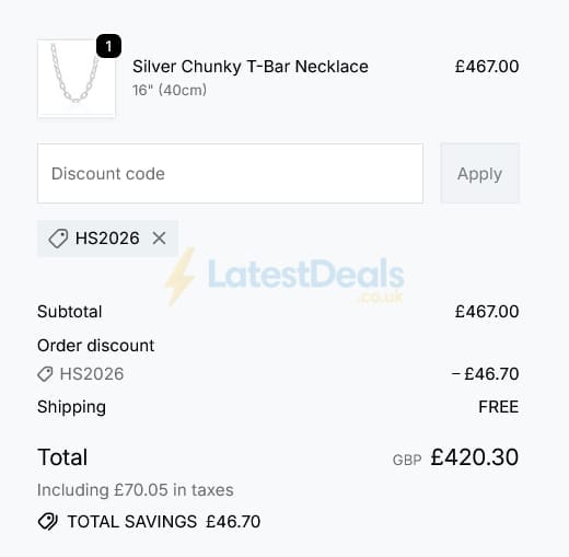 Screenshot of the Hersey discount code working