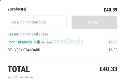 Screenshot of the Vinatis discount code working