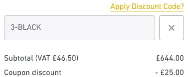 Screenshot of the Lampandlight discount code working