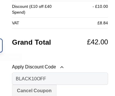 Screenshot of the WoolBox discount code working