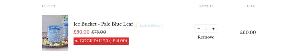 Screenshot of the Ibbi Direct discount code working