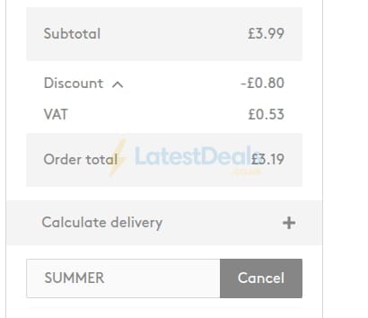 Screenshot of the Evapo discount code working