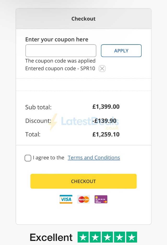 Screenshot of the Tech Trade discount code working