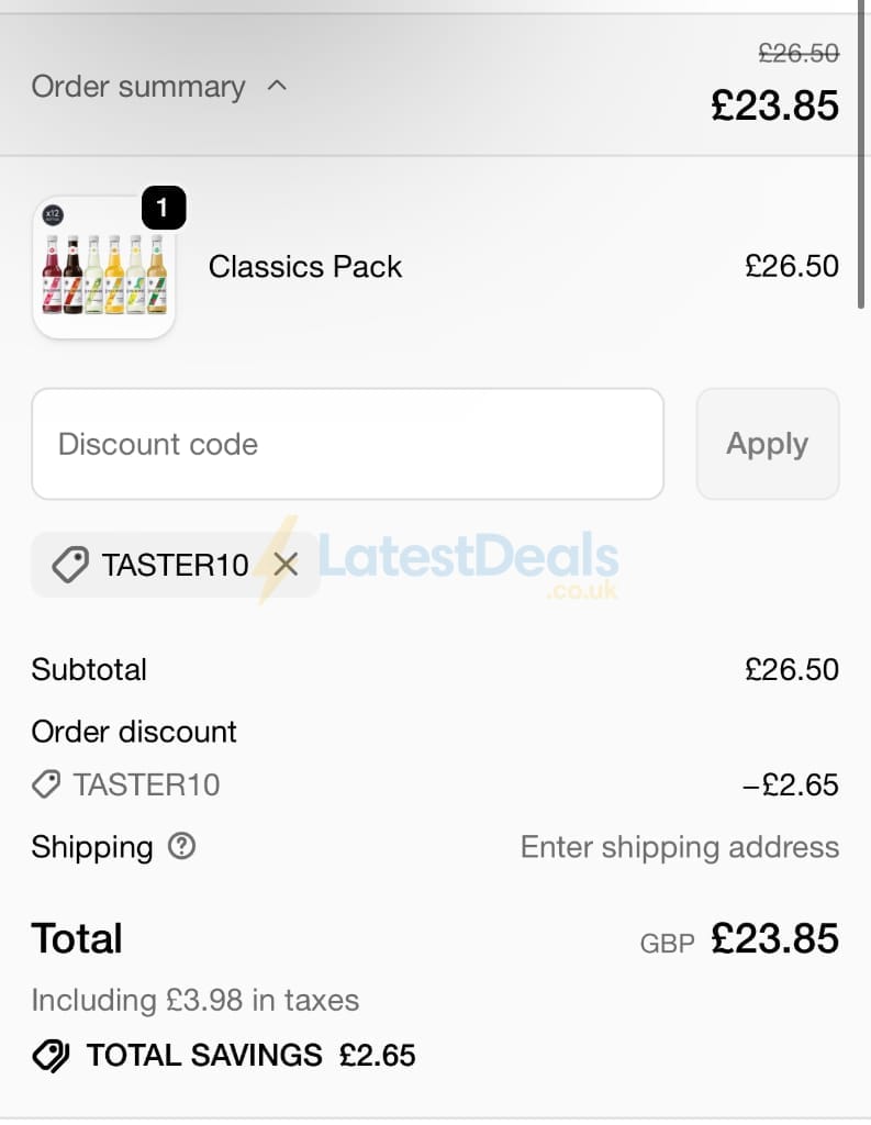 Screenshot of the Luscombe discount code working