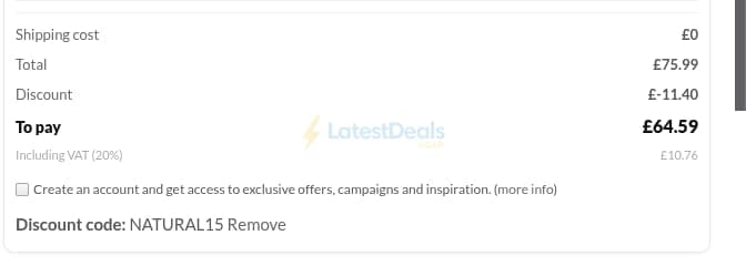 Screenshot of the Trendcarpet discount code working