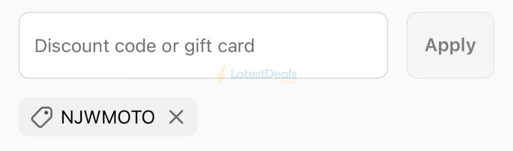 Screenshot of the Roadskin discount code working