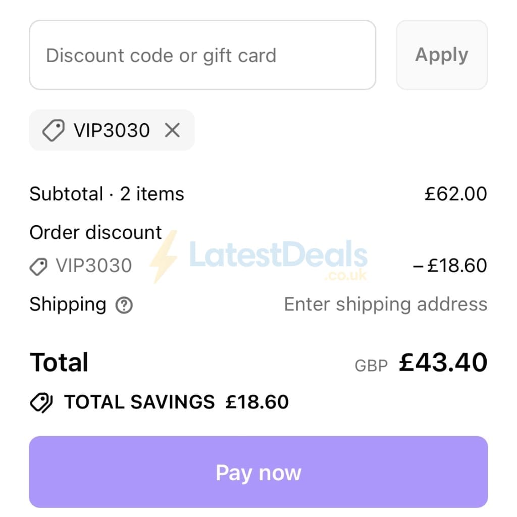 Screenshot of the Fanjoy discount code working