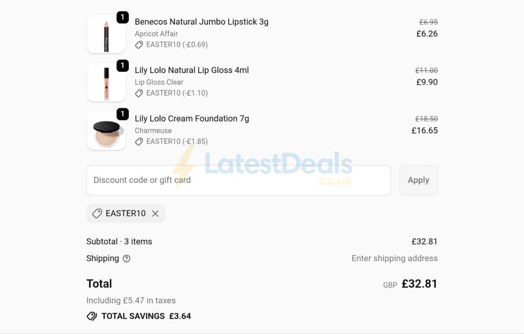 Screenshot of the Onlynaturals discount code working