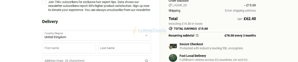 Screenshot of the Scandinavian Biolabs discount code working