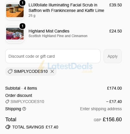 Screenshot of the Zing Organics discount code working