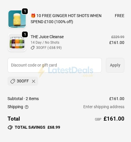 Screenshot of the Fuel Station discount code working
