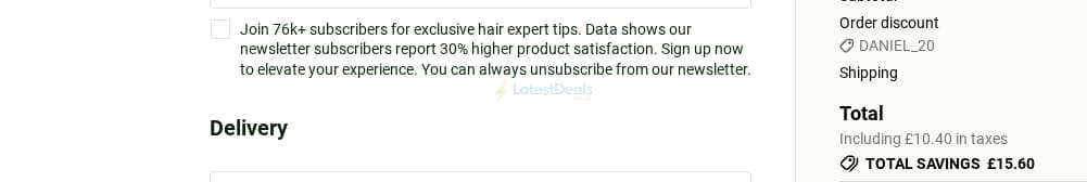 Screenshot of the Scandinavian Biolabs discount code working