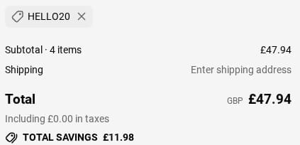 Screenshot of the Keto Hana discount code working