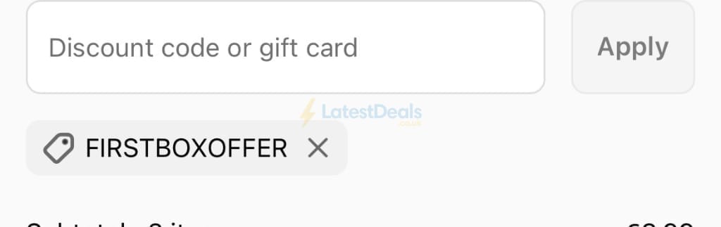 Screenshot of the Ok Beauty Box discount code working