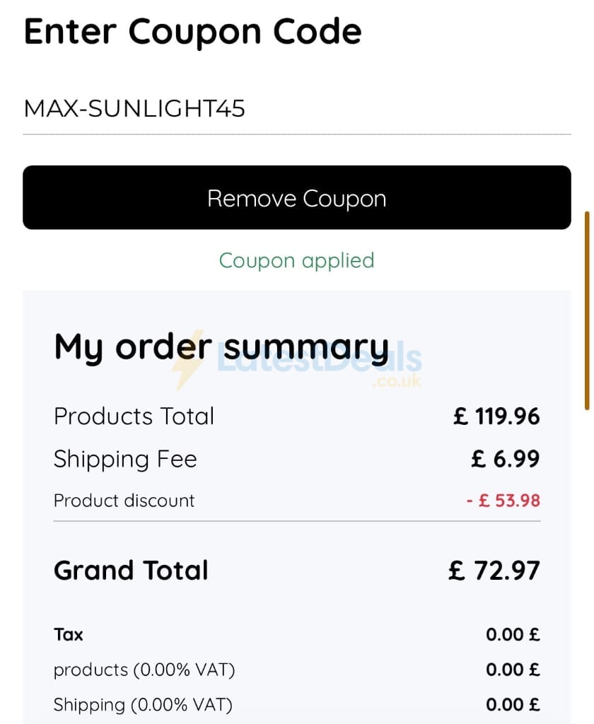 Screenshot of the myphotobook discount code working