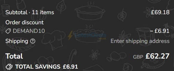 Screenshot of the Chunk Pies & Pasties of Devon discount code working