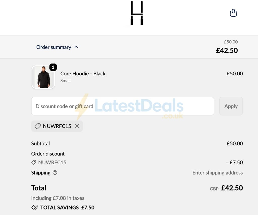 Screenshot of the LooseHeadz discount code working