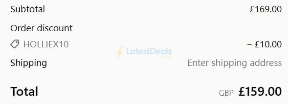 Screenshot of the Hollywood Mirrors discount code working