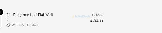 Screenshot of the Additional Lengths discount code working