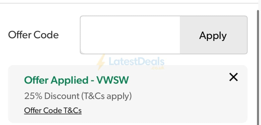 Screenshot of the Kaleidoscope discount code working