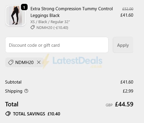 Screenshot of the TLC Sport discount code working