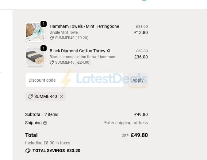 Screenshot of the Tolly McRae discount code working