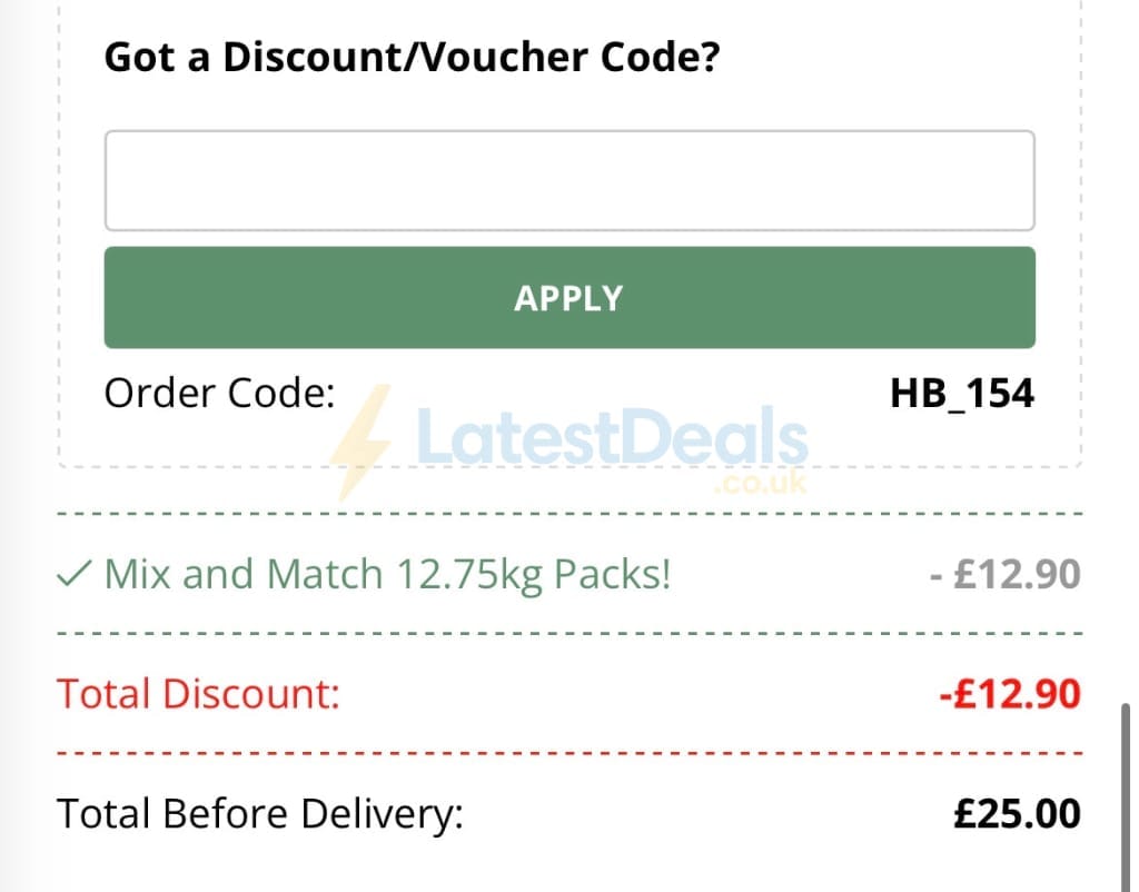 Screenshot of the Happy Beaks discount code working