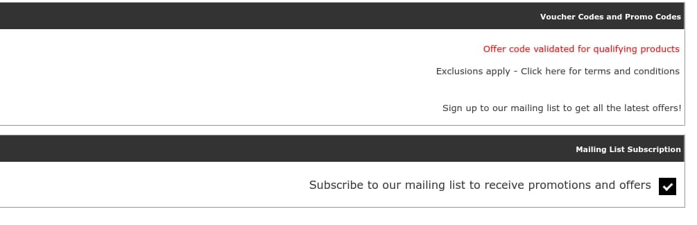 Screenshot of the Ecookshop discount code working