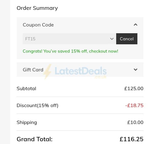 Screenshot of the Jeulia discount code working