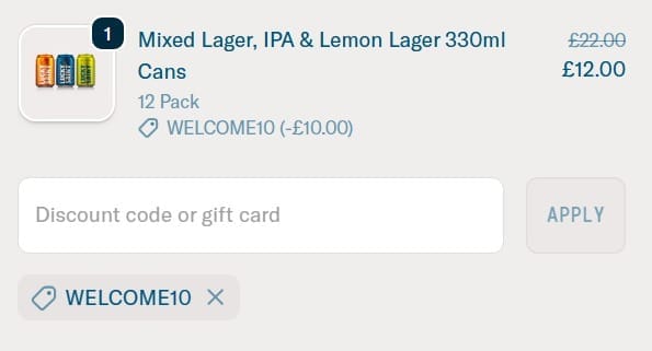 Screenshot of the Lucky Saint discount code working