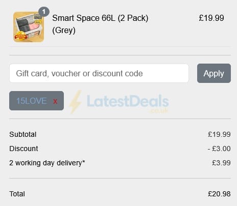 Screenshot of the Must Have Ideas discount code working
