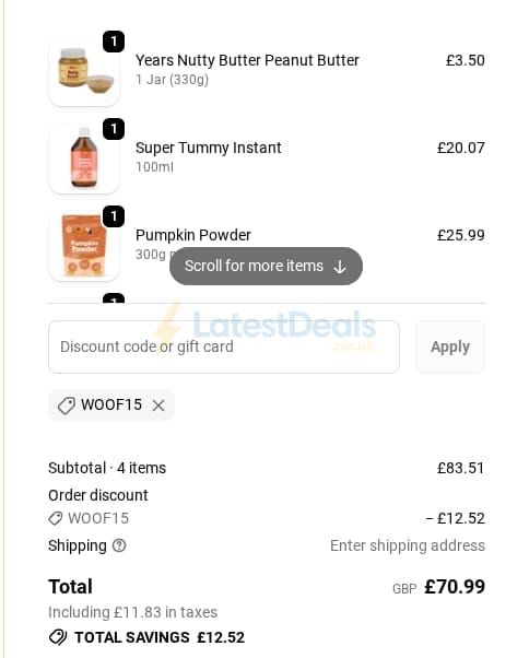 Screenshot of the Buddy & Lola discount code working