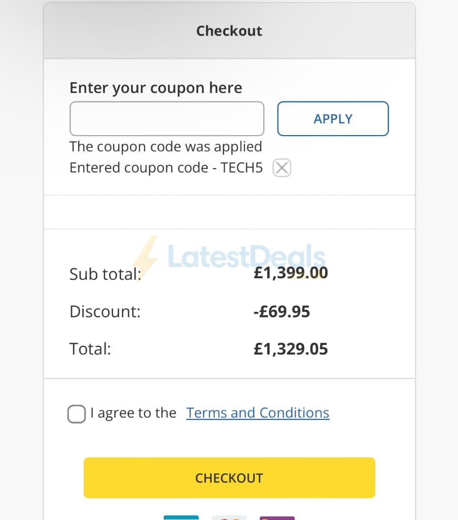 Screenshot of the Tech Trade discount code working