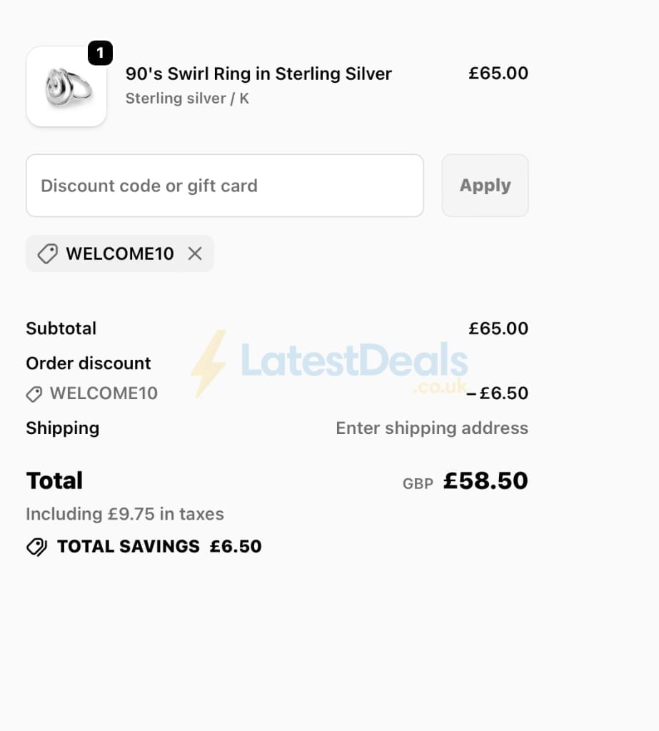 Screenshot of the Henryka discount code working