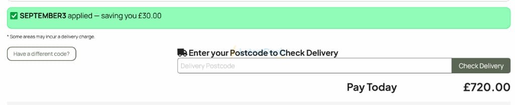 Screenshot of the Greenhouse Stores discount code working
