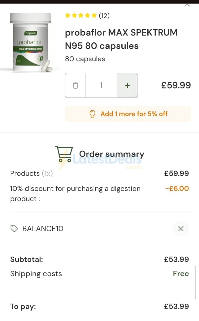 Screenshot of the VitaminExpress discount code working