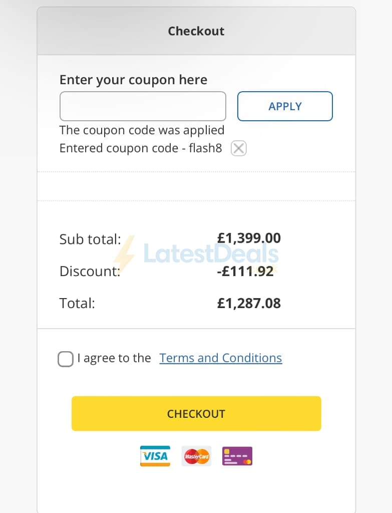 Screenshot of the Tech Trade discount code working