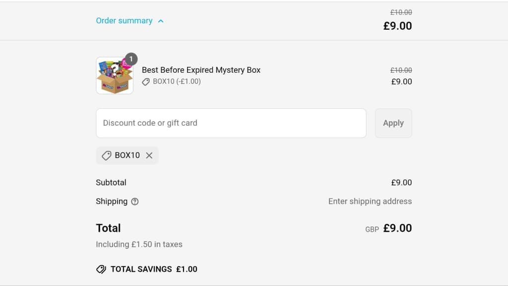 Screenshot of the Sosweetshop discount code working