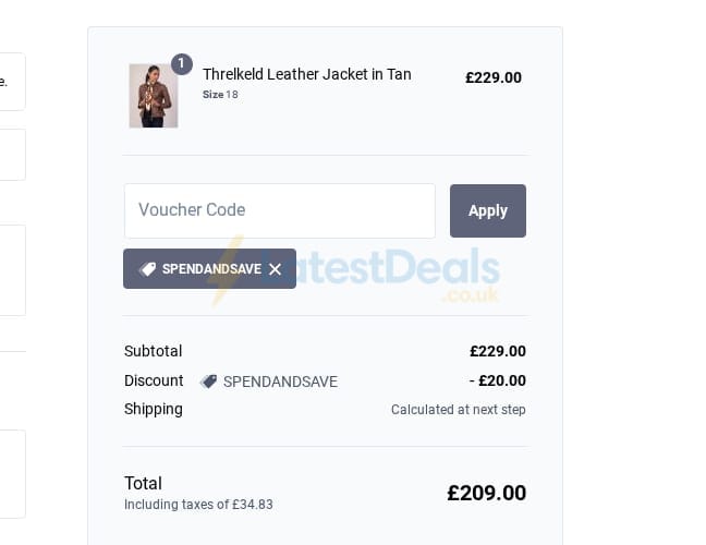 Screenshot of the Lakeland Leather discount code working