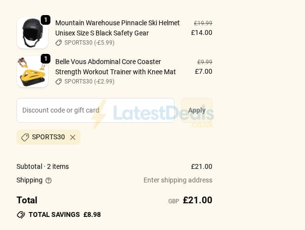 Screenshot of the Newlife the Charity discount code working