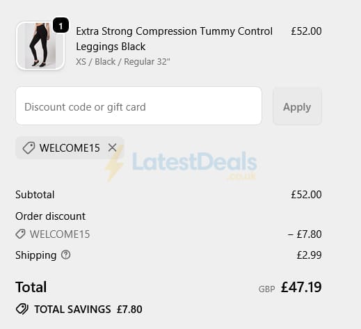 Screenshot of the TLC Sport discount code working